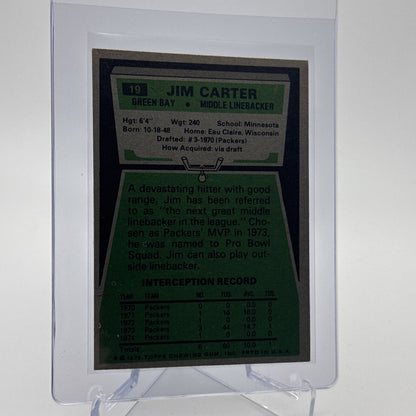 1975 Topps Jim Carter Football Card #19 NM Quality #3 FREE SHIPPING
