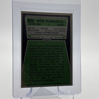 1975 Topps Bob DeMarco Football Card #109 NM Quality #4 FREE SHIPPING