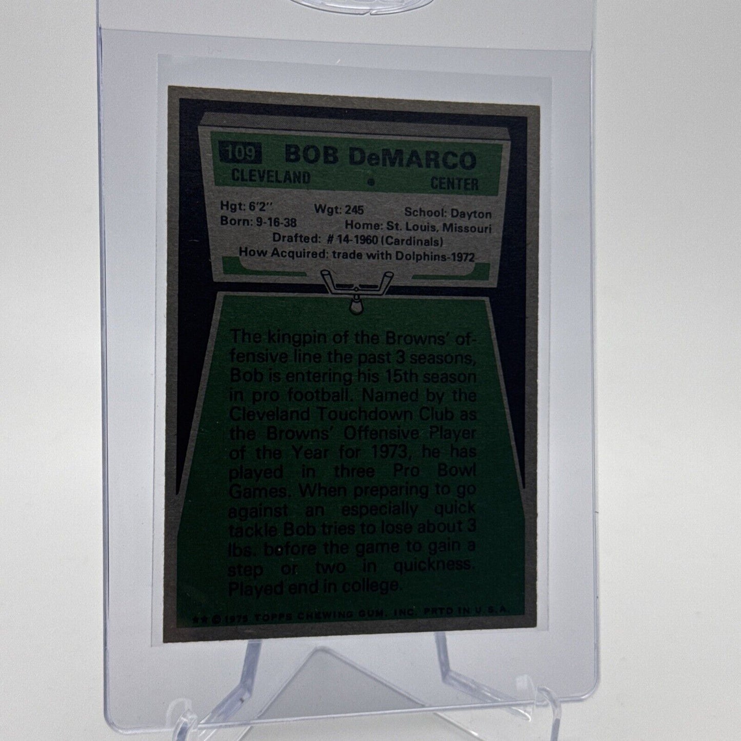 1975 Topps Bob DeMarco Football Card #109 NM Quality #2 FREE SHIPPING