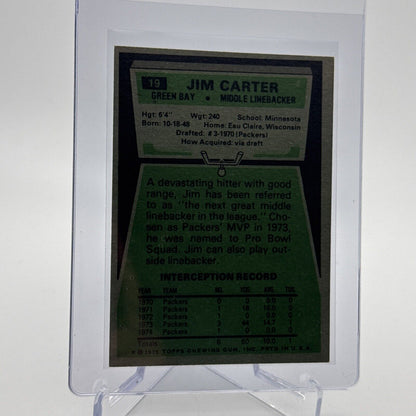 1975 Topps Jim Carter Football Card #19 NM Quality #4 FREE SHIPPING