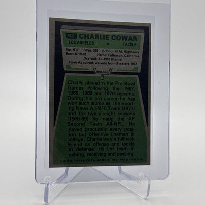 1975 Topps Charles Cowan Football Card #92 NM Quality #2 FREE SHIPPING
