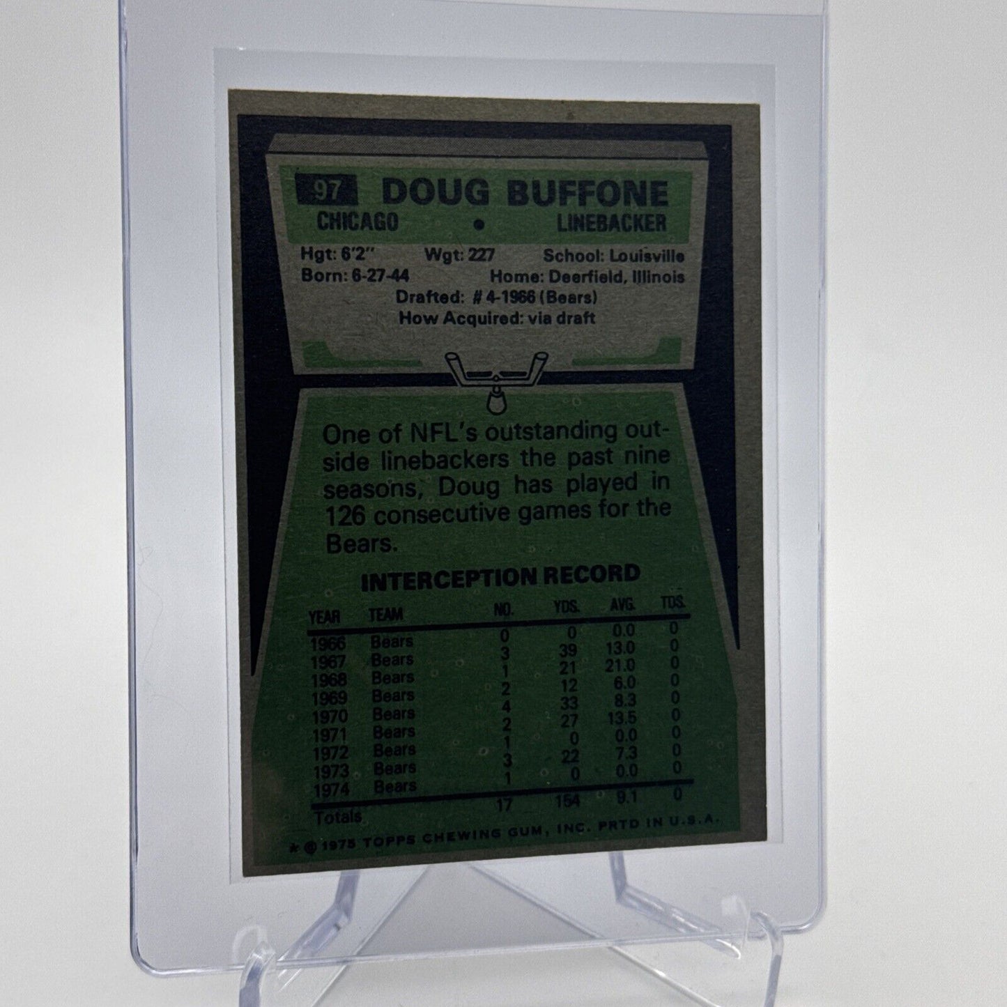 1975 Topps Doug Buffone Football Card #97 NM Quality #2 FREE SHIPPING