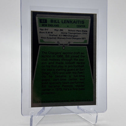 1975 Topps Bill Lenkaitis Football Card #61 NM Quality #7 FREE SHIPPING