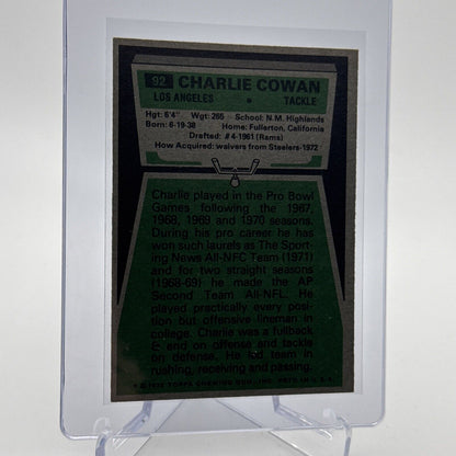 1975 Topps Charles Cowan Football Card #92 NM Quality #5 FREE SHIPPING