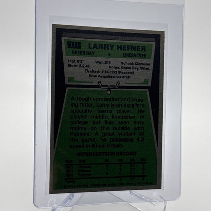 1975 Topps Larry Hefner Football Card #111 NM Quality #5 FREE SHIPPING