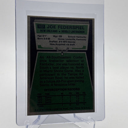 1975 Topps Joe Federspiel Football Card #107 NM Quality #3 FREE SHIPPING