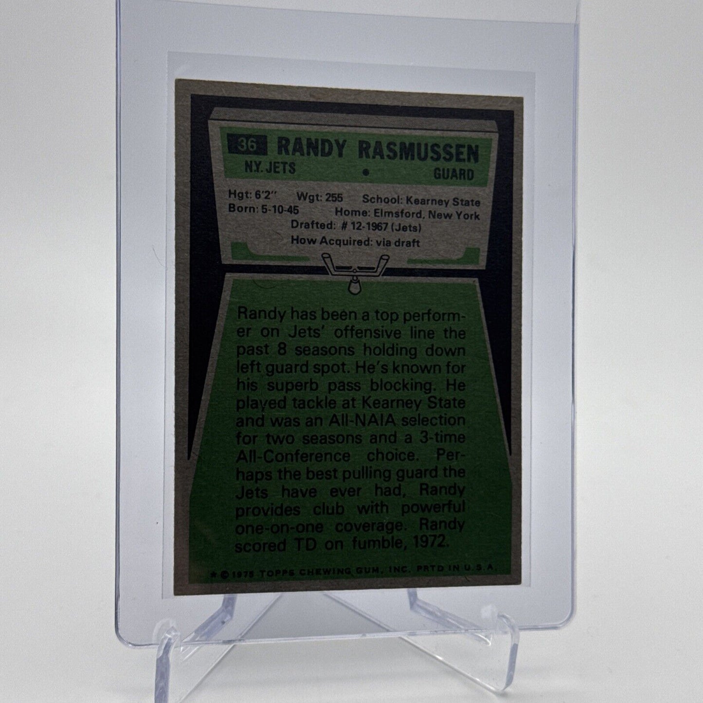 1975 Topps Randy Rasmussen Football Card #36 NM Quality #5 FREE SHIPPING
