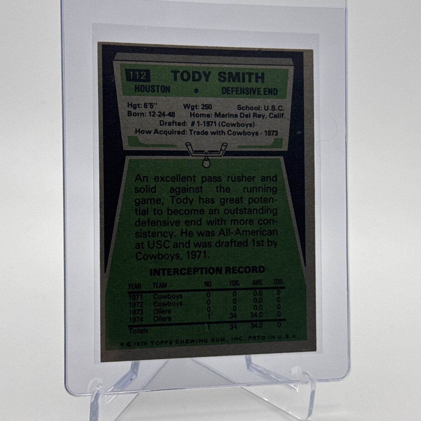 1975 Topps Tody Smith Football Card #112 NM Quality #2 FREE SHIPPING