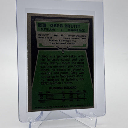 1975 Topps Greg Pruitt Football Card #49 NM Quality #3 FREE SHIPPING