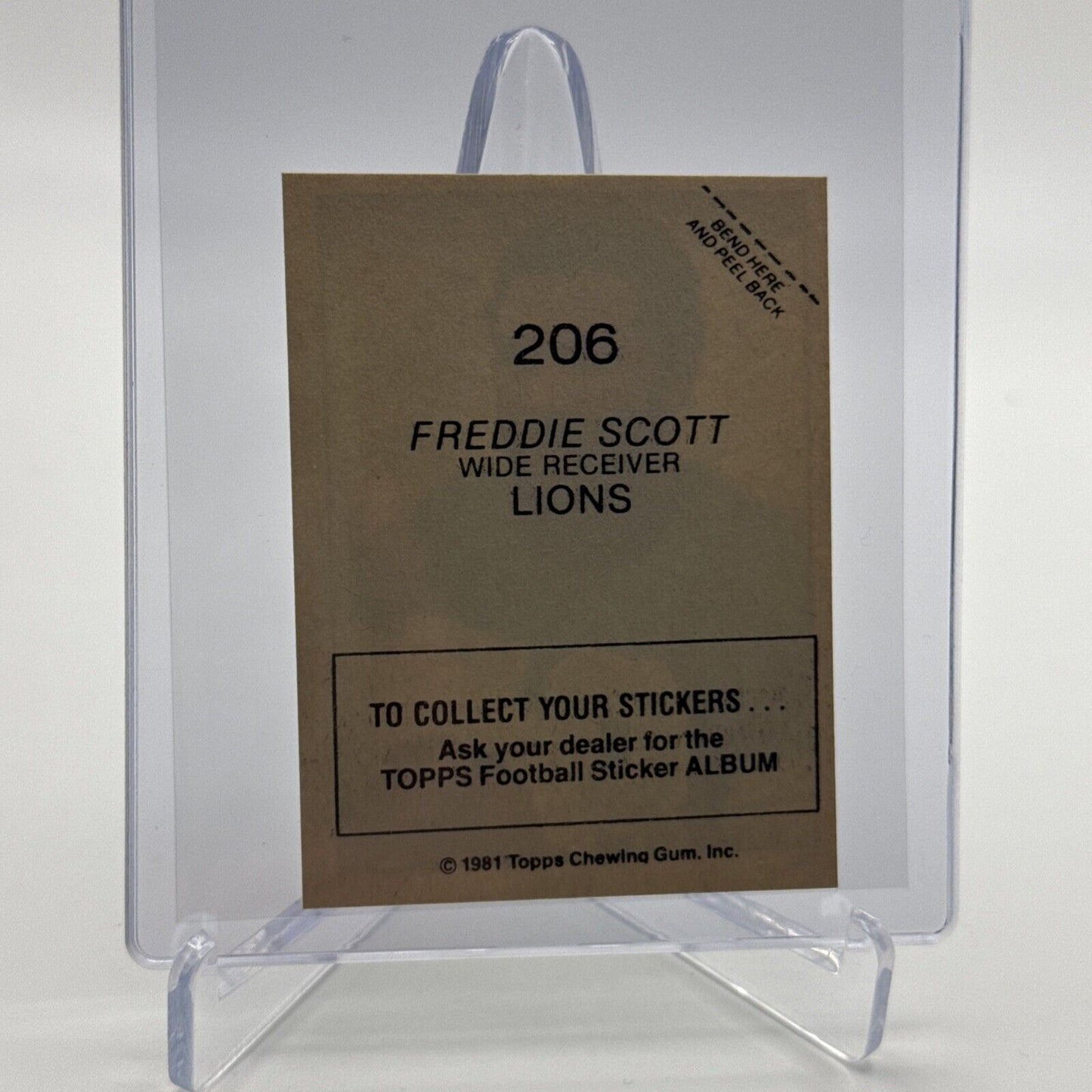 1981 Topps Freddie Scott Football Sticker Card #206 NM-MT FREE SHIPPING
