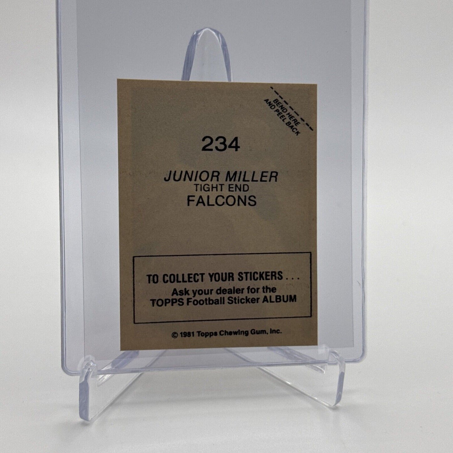 1981 Topps Junior Miller Football Sticker Card #234 NM-MT FREE SHIPPING
