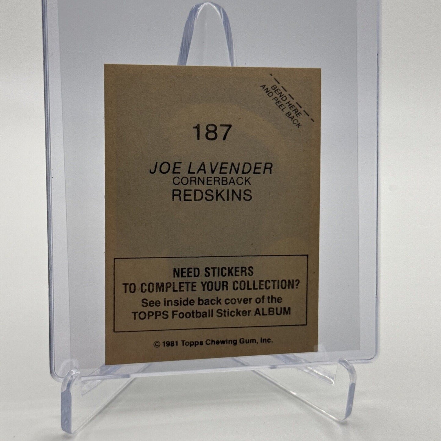 1981 Topps Joe Lavender Football Sticker Card #187 NM-MT FREE SHIPPING