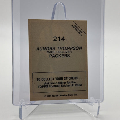 1981 Topps Aundra Thompson Football Sticker Card #214 NM-MT FREE SHIPPING