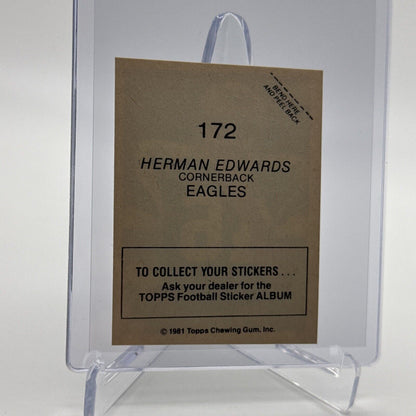 1981 Topps Herman Edwards Football Sticker Card #172 NM-MT FREE SHIPPING