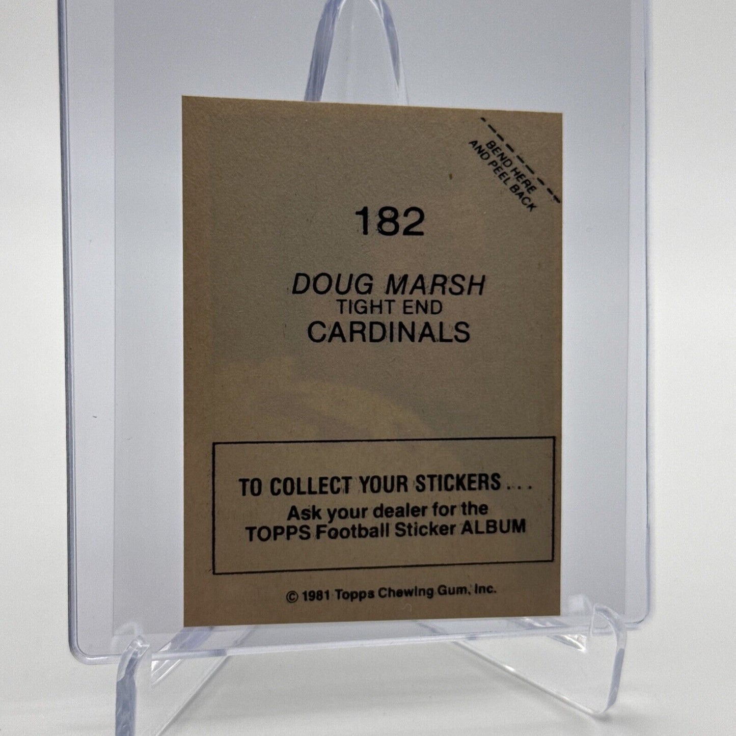 1981 Topps Doug Marsh Football Sticker Card #182 NM-MT FREE SHIPPING