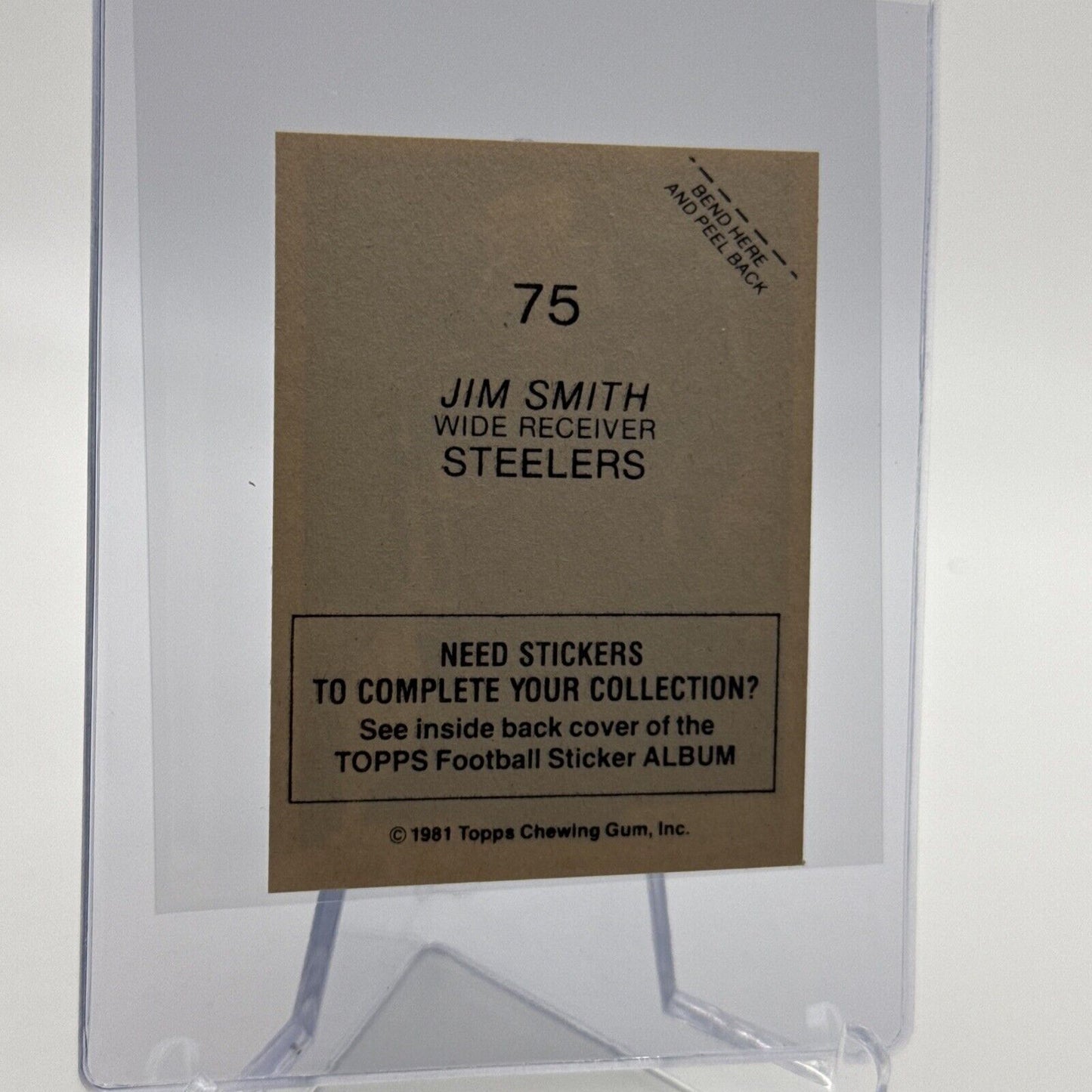 1981 Topps Jim Smith Football Sticker Card #75 NM-MT FREE SHIPPING