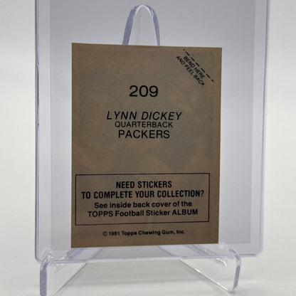 1981 Topps Lynn Dickey Football Sticker Card #209 NM-MT FREE SHIPPING