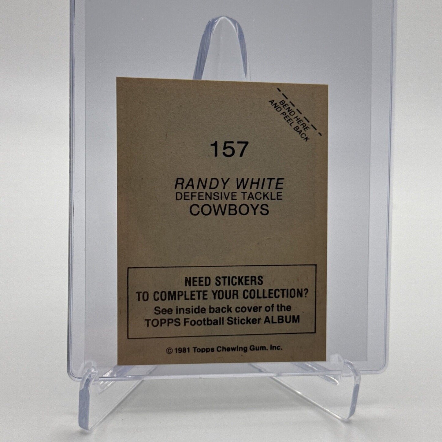 1981 Topps Randy White Football Sticker Card #157 NM-MT FREE SHIPPING