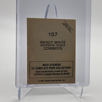 1981 Topps Randy White Football Sticker Card #157 NM-MT FREE SHIPPING