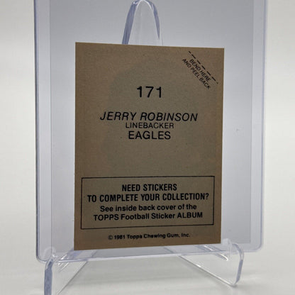 1981 Topps Jerry Robinson Football Sticker Card #171 NM-MT FREE SHIPPING