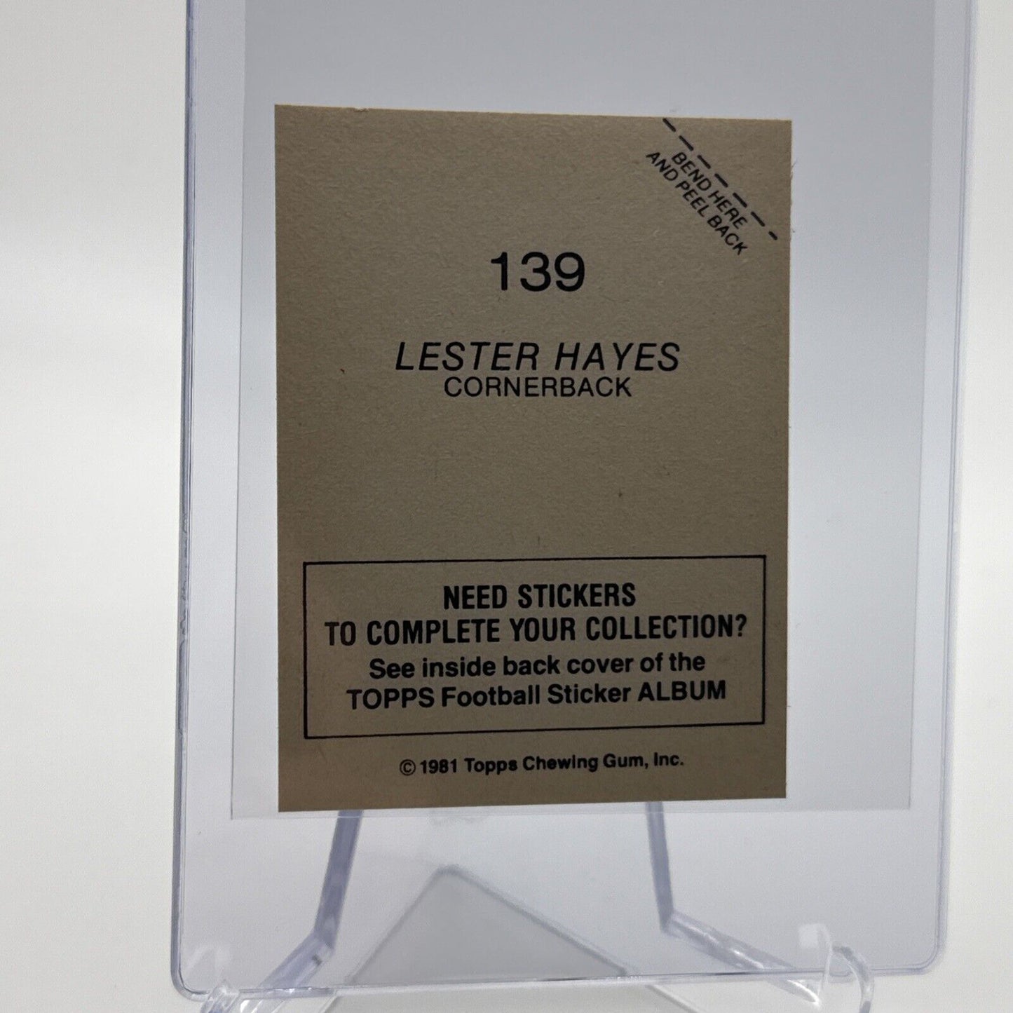 1981 Topps Lester Hayes FOIL Football Sticker Card #139 NM-MT FREE SHIPPING