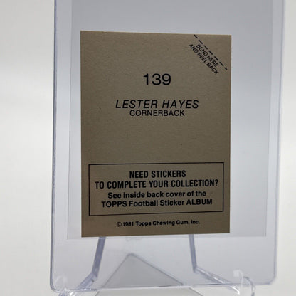 1981 Topps Lester Hayes FOIL Football Sticker Card #139 NM-MT FREE SHIPPING