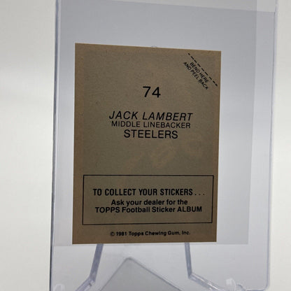 1981 Topps Jack Lambert Football Sticker Card #74 NM-MT FREE SHIPPING
