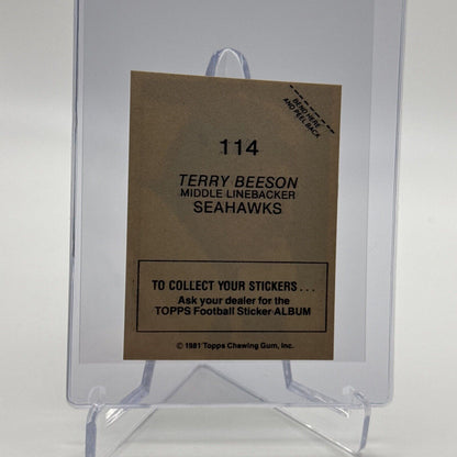 1981 Topps Terry Beeson Football Sticker Card #114 NM-MT FREE SHIPPING