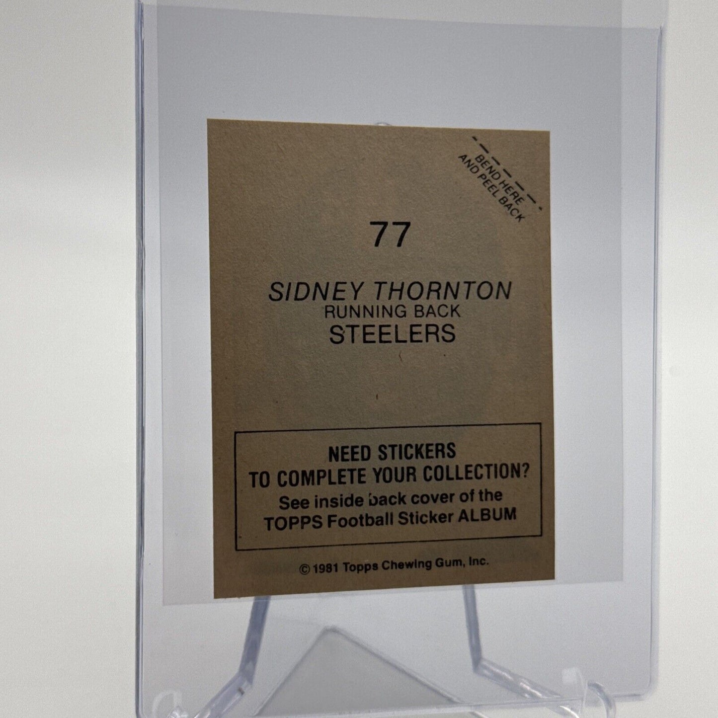 1981 Topps Sidney Thornton Football Sticker Card #77 NM-MT FREE SHIPPING