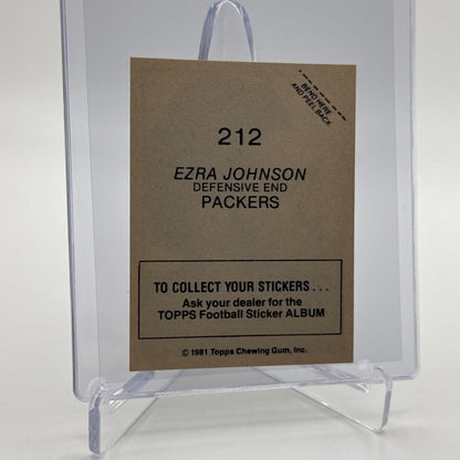 1981 Topps Ezra Johnson Football Sticker Card #212 NM-MT FREE SHIPPING