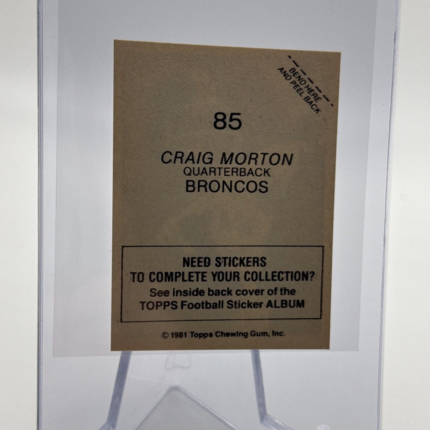 1981 Topps Craig Morton Football Sticker Card #85 NM-MT FREE SHIPPING