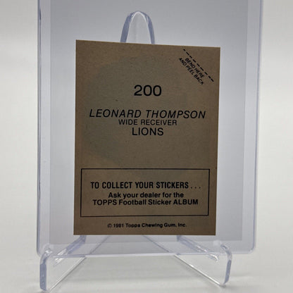 1981 Topps Leonard Thompson Football Sticker Card #200 NM-MT FREE SHIPPING