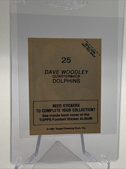 1981 Topps David Woodley Football Sticker Card #25 NM-MT FREE SHIPPING