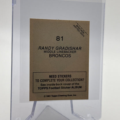 1981 Topps Randy Gradishar Football Sticker Card #81 NM-MT FREE SHIPPING