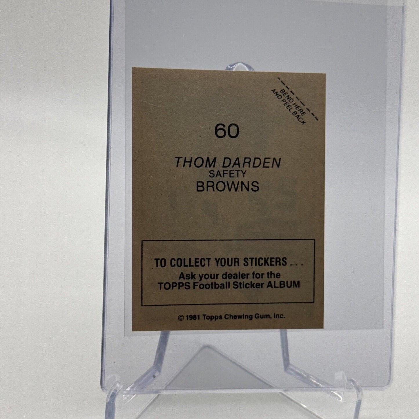 1981 Topps Thom Darden Football Sticker Card #60 NM-MT FREE SHIPPING