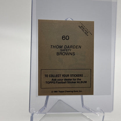 1981 Topps Thom Darden Football Sticker Card #60 NM-MT FREE SHIPPING
