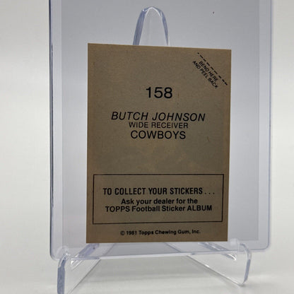 1981 Topps Butch Johnson Football Sticker Card #158 NM-MT FREE SHIPPING