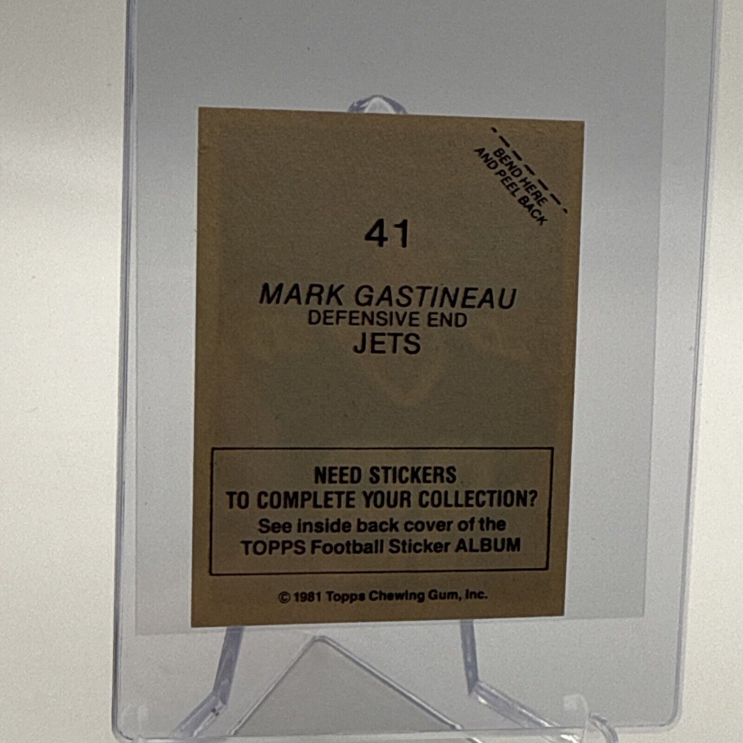 1981 Topps Mark Gastineau Football Sticker Card #41 NM-MT FREE SHIPPING