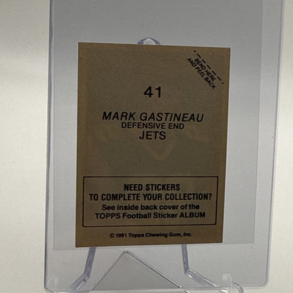 1981 Topps Mark Gastineau Football Sticker Card #41 NM-MT FREE SHIPPING