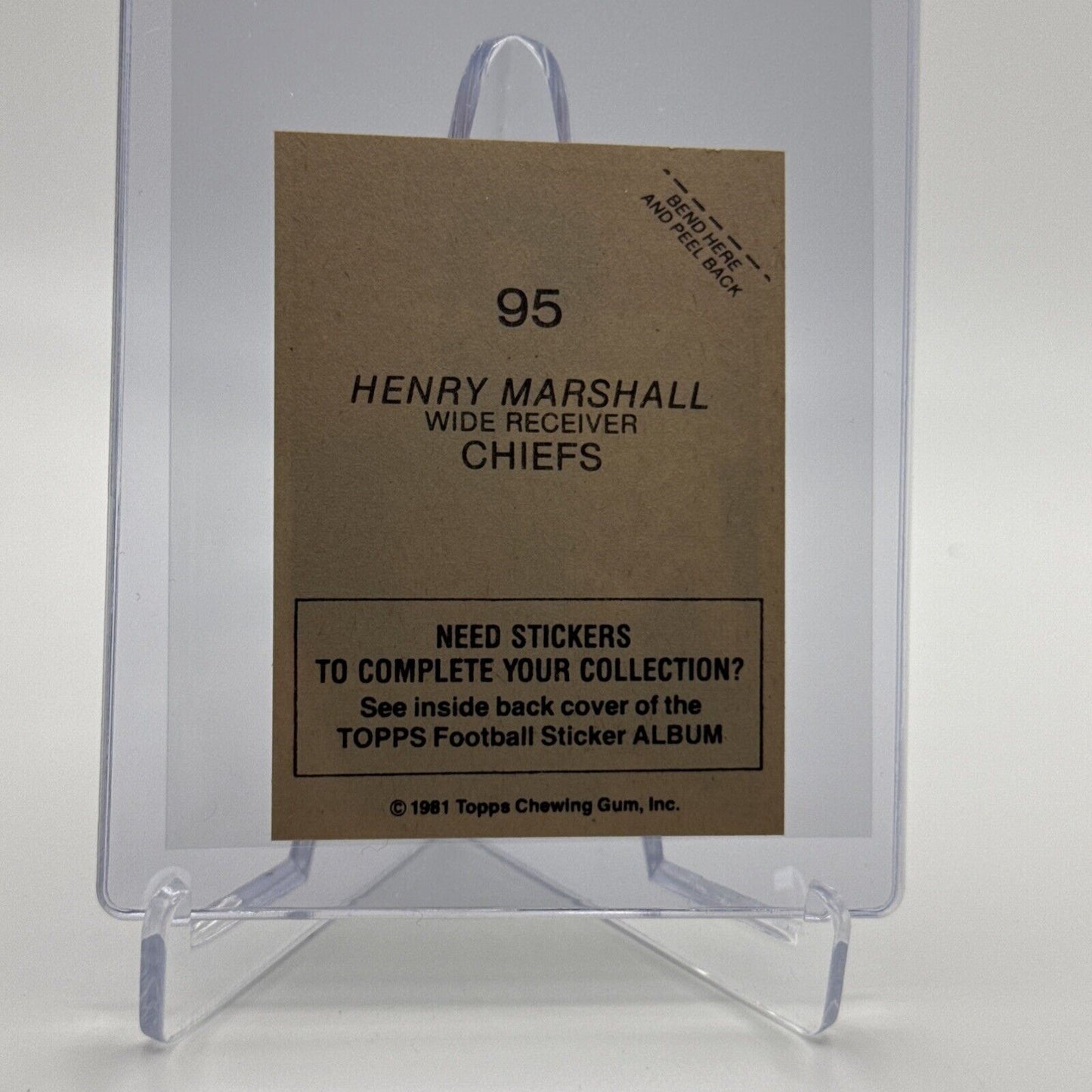 1981 Topps Henry Marshall Football Sticker Card #95 NM-MT FREE SHIPPING
