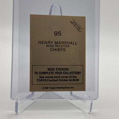 1981 Topps Henry Marshall Football Sticker Card #95 NM-MT FREE SHIPPING