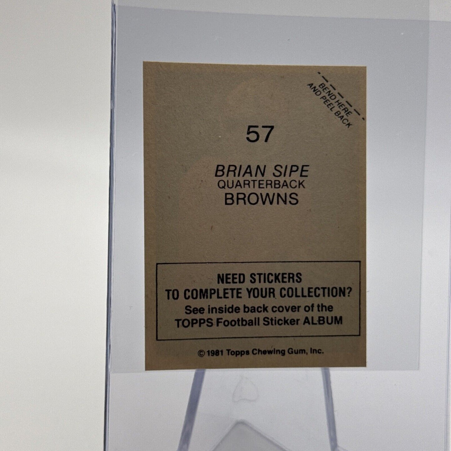 1981 Topps Brian Sipe Football Sticker Card #57 NM-MT FREE SHIPPING