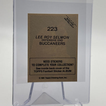 1981 Topps Lee Roy Selmon Football Sticker Card #223 NM-MT FREE SHIPPING