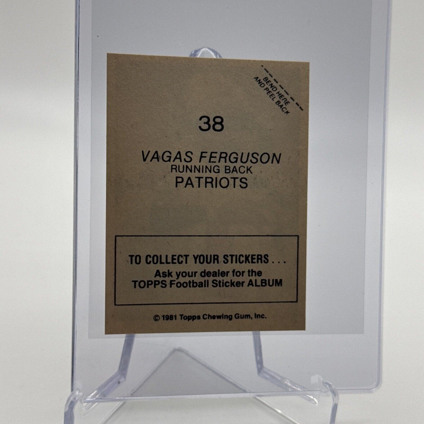 1981 Topps Vagas Ferguson Football Sticker Card #38 NM-MT FREE SHIPPING
