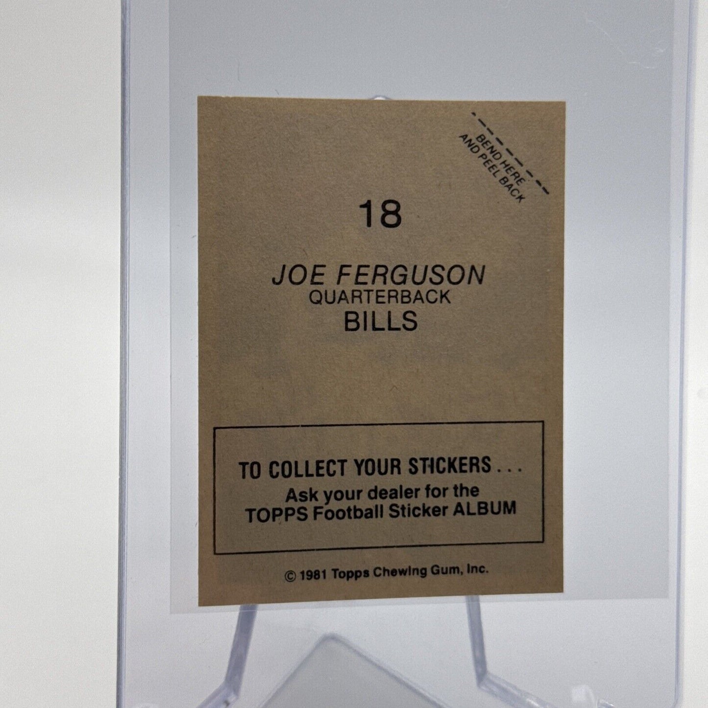 1981 Topps Joe Ferguson Football Sticker Card #18 NM-MT FREE SHIPPING