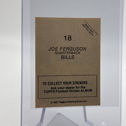 1981 Topps Joe Ferguson Football Sticker Card #18 NM-MT FREE SHIPPING