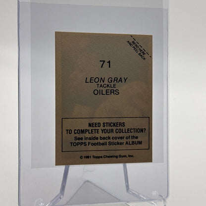 1981 Topps Leon Gray Football Sticker Card #71 NM-MT FREE SHIPPING
