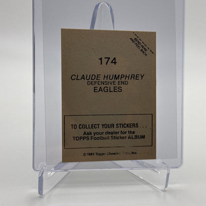 1981 Topps Claude Humphrey Football Sticker Card #174 NM-MT FREE SHIPPING