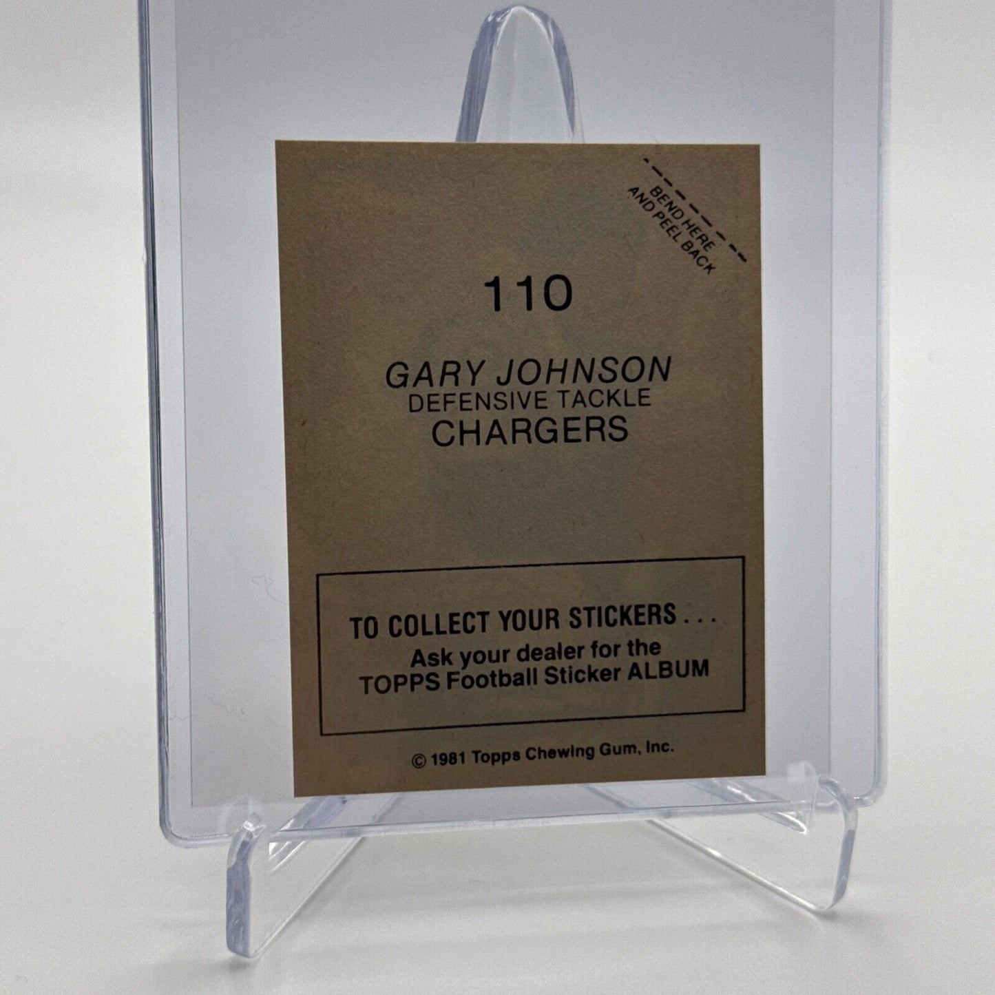 1981 Topps Gary Johnson Football Sticker Card #110 NM-MT FREE SHIPPING