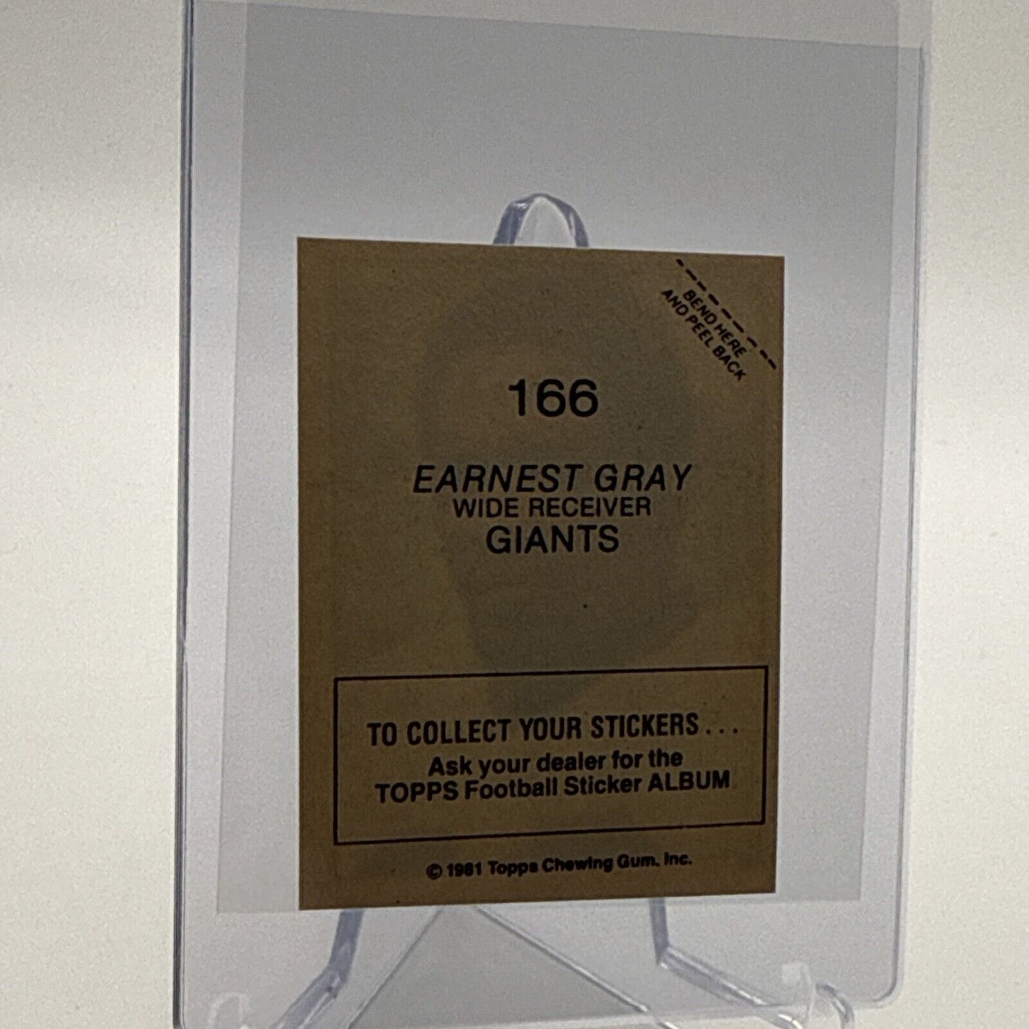 1981 Topps Earnest Gray Football Sticker Card #166 NM-MT FREE SHIPPING
